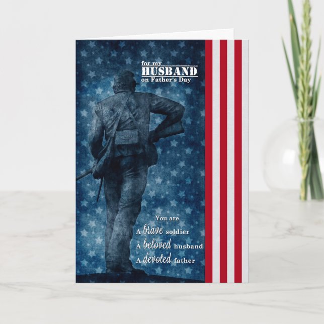 Carte pour le mari militaire Fête des pères patriotique (Devant)