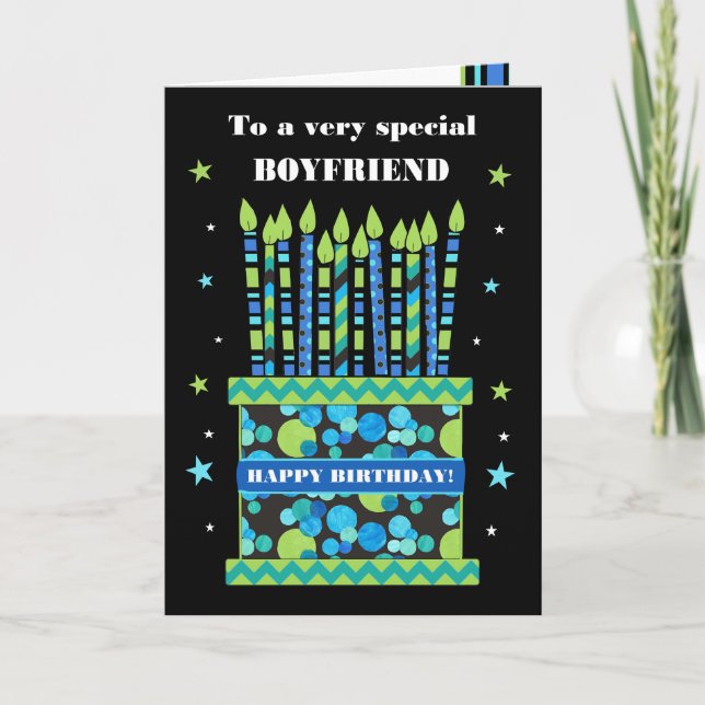 Carte Pour le petit ami Anniversaire Gâteau avec la cart (Devant)