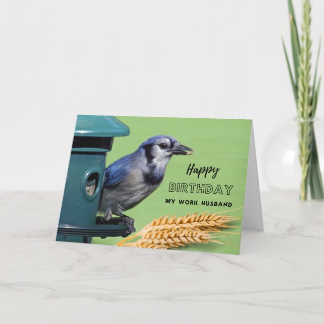 Carte Pour le travail Mari Anniversaire avec Jay Bleu à  (Devant)