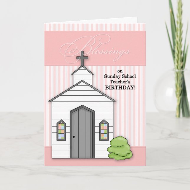 Carte pour l'école du dimanche de l'enseignant's Birthda (Devant)