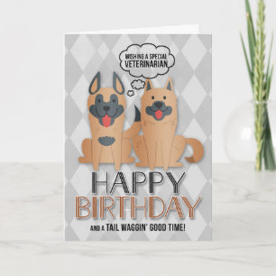 Carte pour les chiens de caricature mignonnes d'annivers