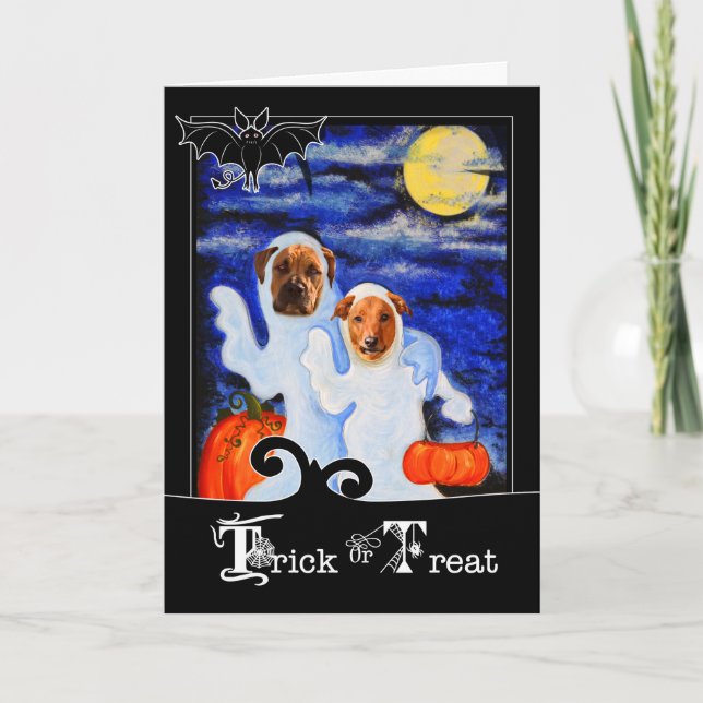 Carte pour les enfants Halloween Funny Ghost Dogs (Devant)