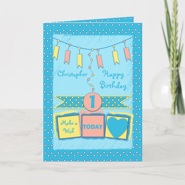 Carte Pour les enfants petit garçon âge anniversaire acc (Devant)