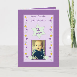 Carte Pour les enfants petit garçon violet voeux photo d