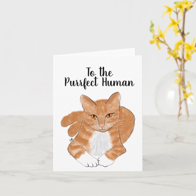 Carte Pour l'humain parfait - Chat - Message de bienvenu (Fleur jaune)