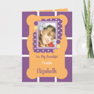 Carte Pour ma belle photo Cousin violet et orange