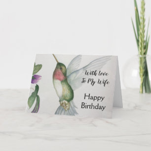 Carte Pour ma femme avec un colibri d'amour Joy Romantic