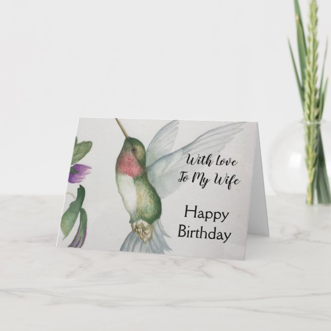 Carte Pour ma femme avec un colibri d'amour Joy Romantic (Devant)