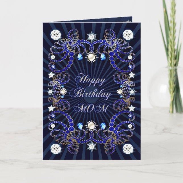 Carte Pour maman, a birthday card with mesure of jewels (Devant)