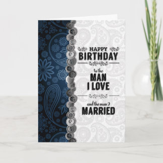 Carte pour Mari Bleu Paisley Sentimental Anniversaire