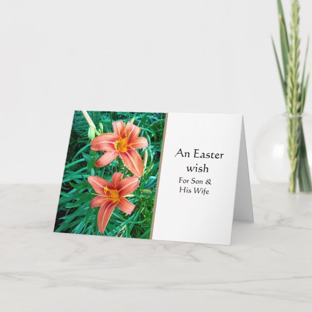 Carte Pour mon fils et sa femme Joyeuses Pâques (Devant)