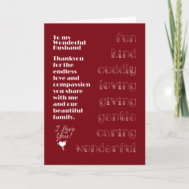 Carte pour mon mari merveilleux (Devant)