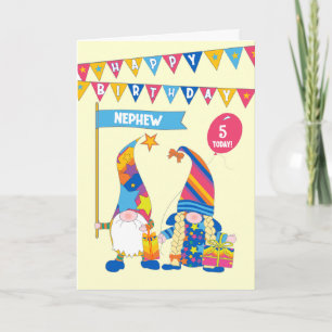 Carte Pour Nephew Custom Age Birthday Fun Gnomes Card