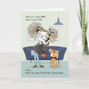 Carte pour Niece Ado ou Tween Missing You mignon fille