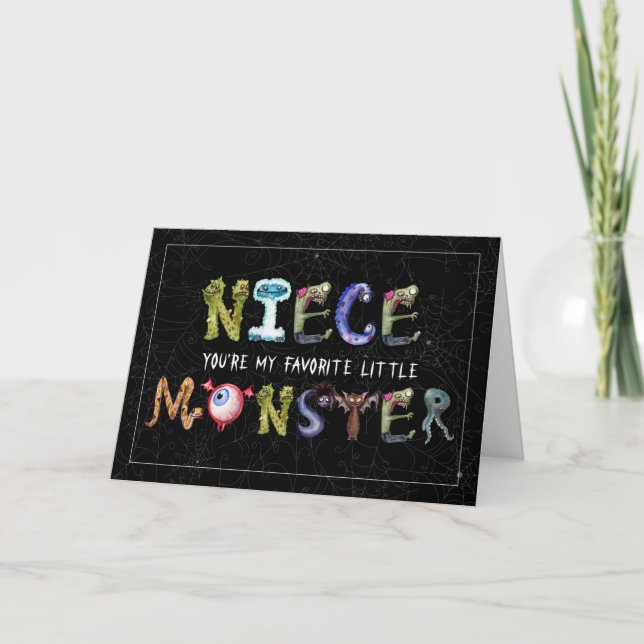 Carte pour Niece Cute Little Monster Funny Halloween (Devant)