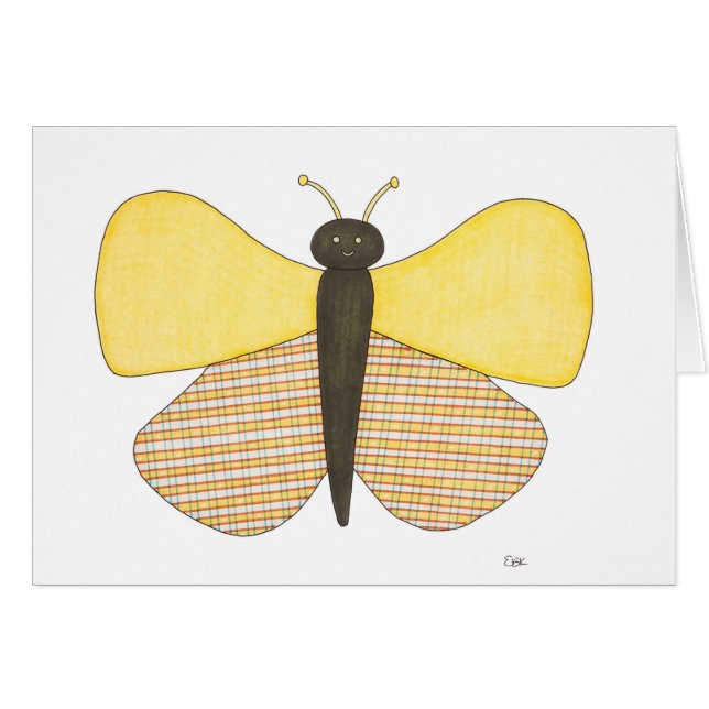 Carte pour notes à papillon gai (Devant horizontal)