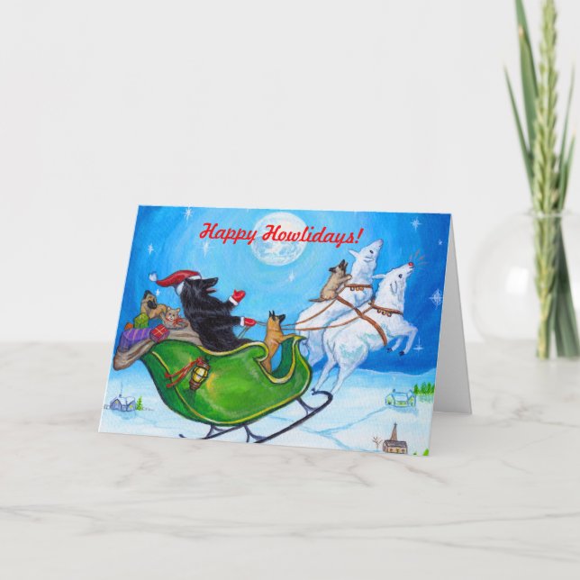 Carte pour notes belge de Noël de chien de berger (Devant)