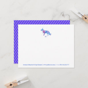 Carte pour notes berger allemand aquarelle bleu
