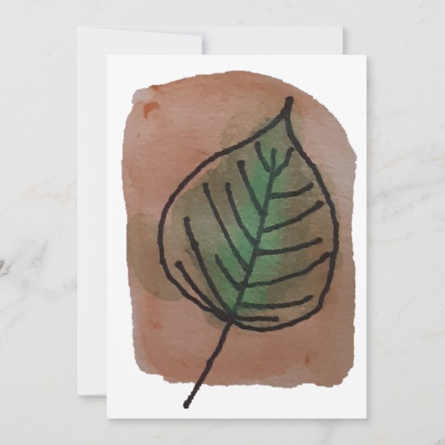Carte pour notes blanc feuille aquarelle (Devant)