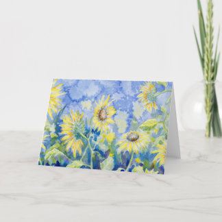 carte pour notes blanc "Fleurs de soleil sur la ro