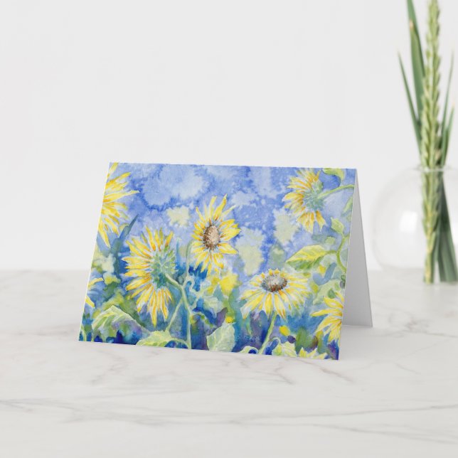 carte pour notes blanc "Fleurs de soleil sur la ro (Devant)