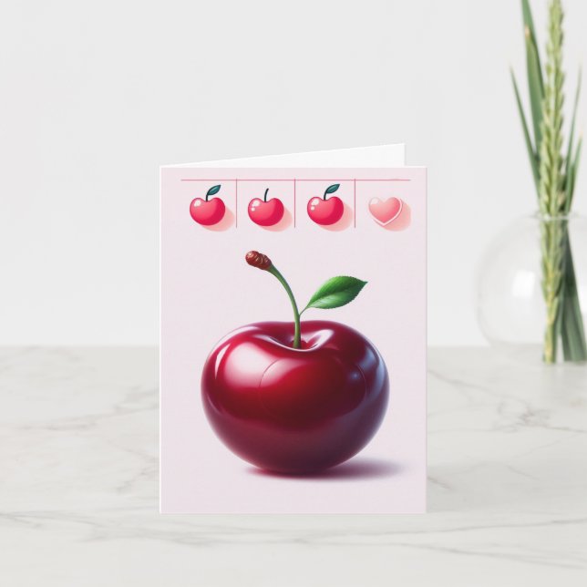 Carte pour notes brillant à blanc cerise (Devant)