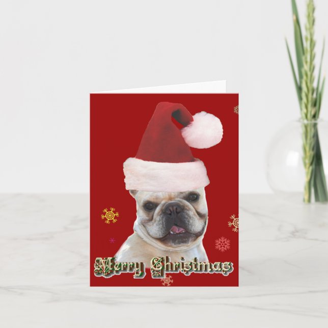 Carte pour notes bulldog français de Noël (Devant)