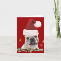 Carte pour notes bulldog français de Noël
