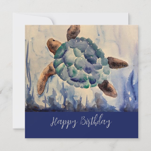 Carte pour notes d'anniversaire de la tortue aquar (Devant)