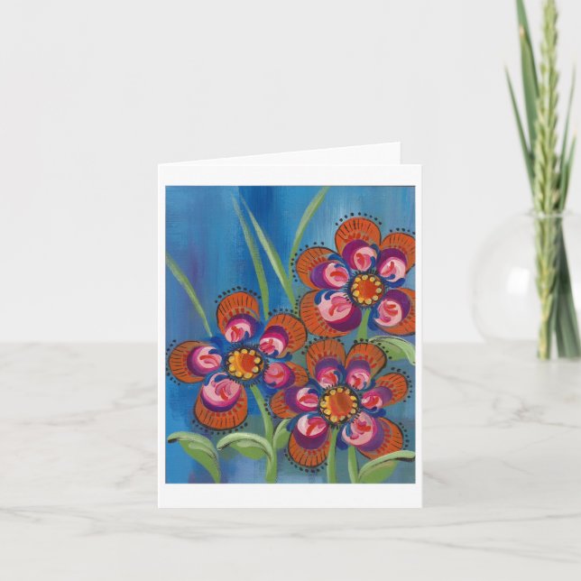 Carte pour notes d'art populaire floral (Devant)