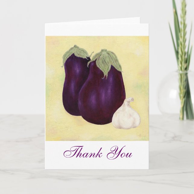 Carte pour notes d'aubergine et de Merci d'ail (Devant)