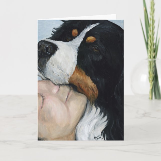 Carte pour notes de blanc d'art de chien "d'amour (Devant)