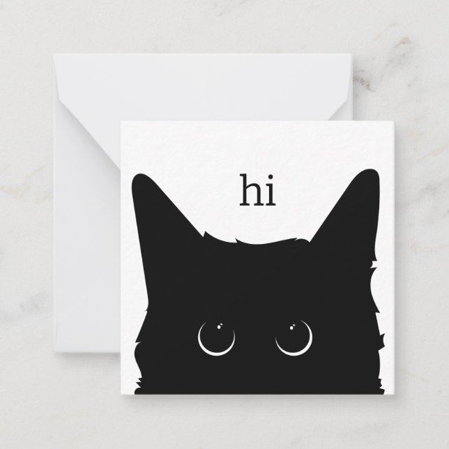 Carte pour notes de chat noir (carte blanche) (Devant)