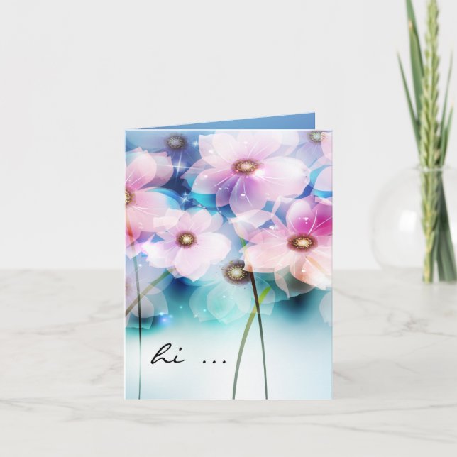 Carte pour notes de fleurs roses peintes à la main (Devant)