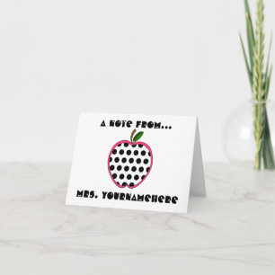 Carte pour notes de l'enseignant - Polka Dot Apple