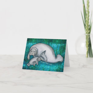 Carte pour notes de maman et de chiot de lamantin