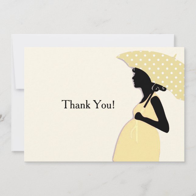 Carte pour notes de Merci à parapluie Polka Jaune (Devant)
