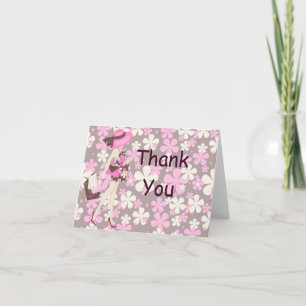 Carte pour notes de Merci de fleurs rétro (Pink CA