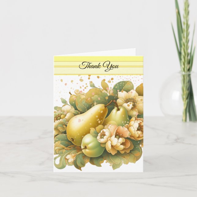 Carte pour notes de Merci de poire doré (Devant)