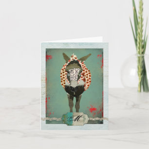 Carte pour notes de monogramme de rose rouge de