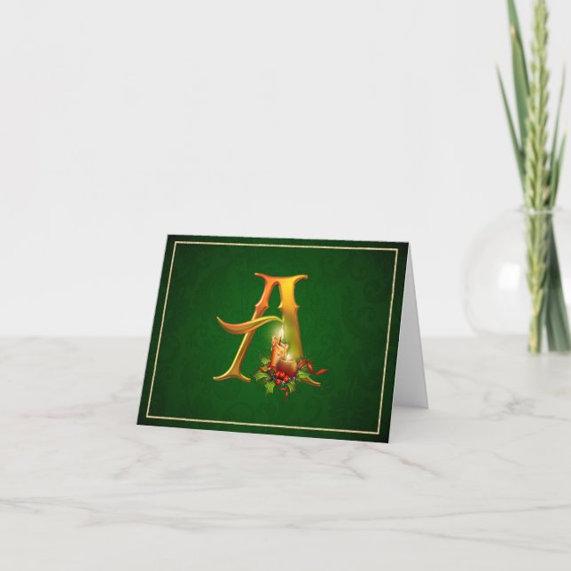 Carte pour notes de Noël allumé bougies initiales  (Devant)
