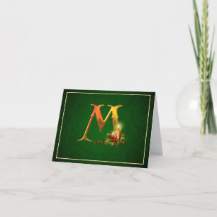 Carte pour notes de Noël bougies allumées initial 