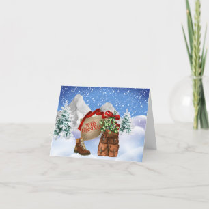Carte pour notes de Noël des randonneurs