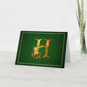 Carte pour notes de Noël illuminé bougies initiale