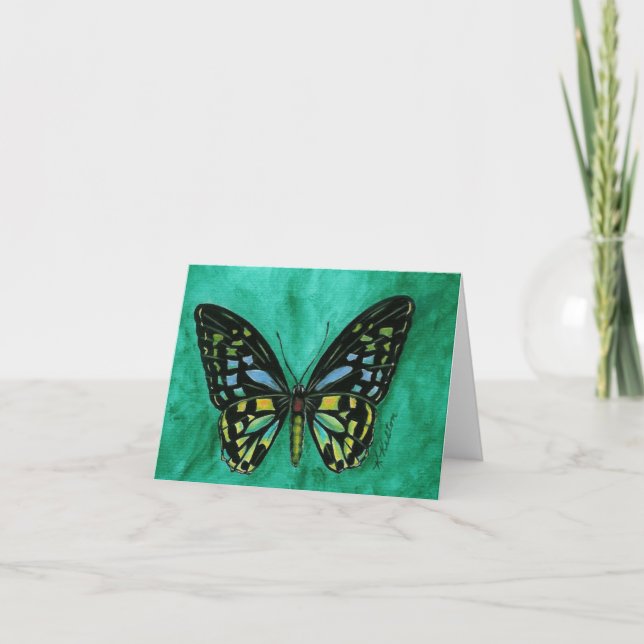 Carte pour notes de papillon en verre souillé (Devant)