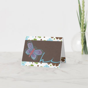 Carte pour notes de papillon salut
