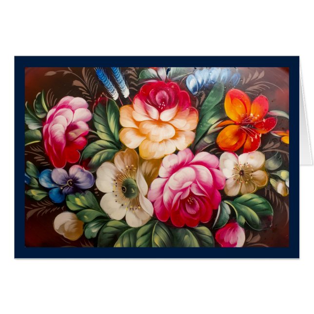 Carte pour notes de peinture florale sophistiqué (Devant Horizontal)