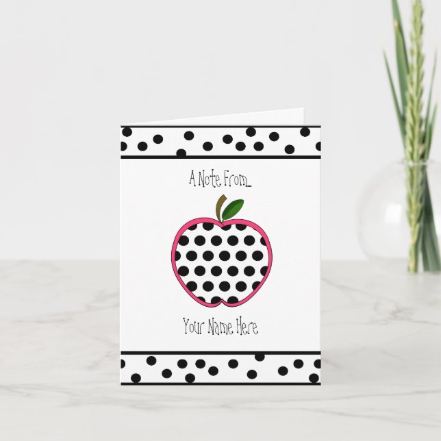 Carte pour notes de professeur - point de polka (Devant)