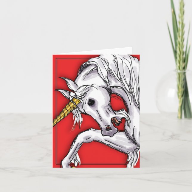 Carte pour notes de rouge de licorne (Devant)