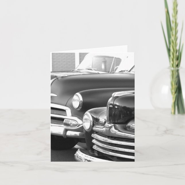 Carte pour notes de voiture classique noir et blan (Devant)